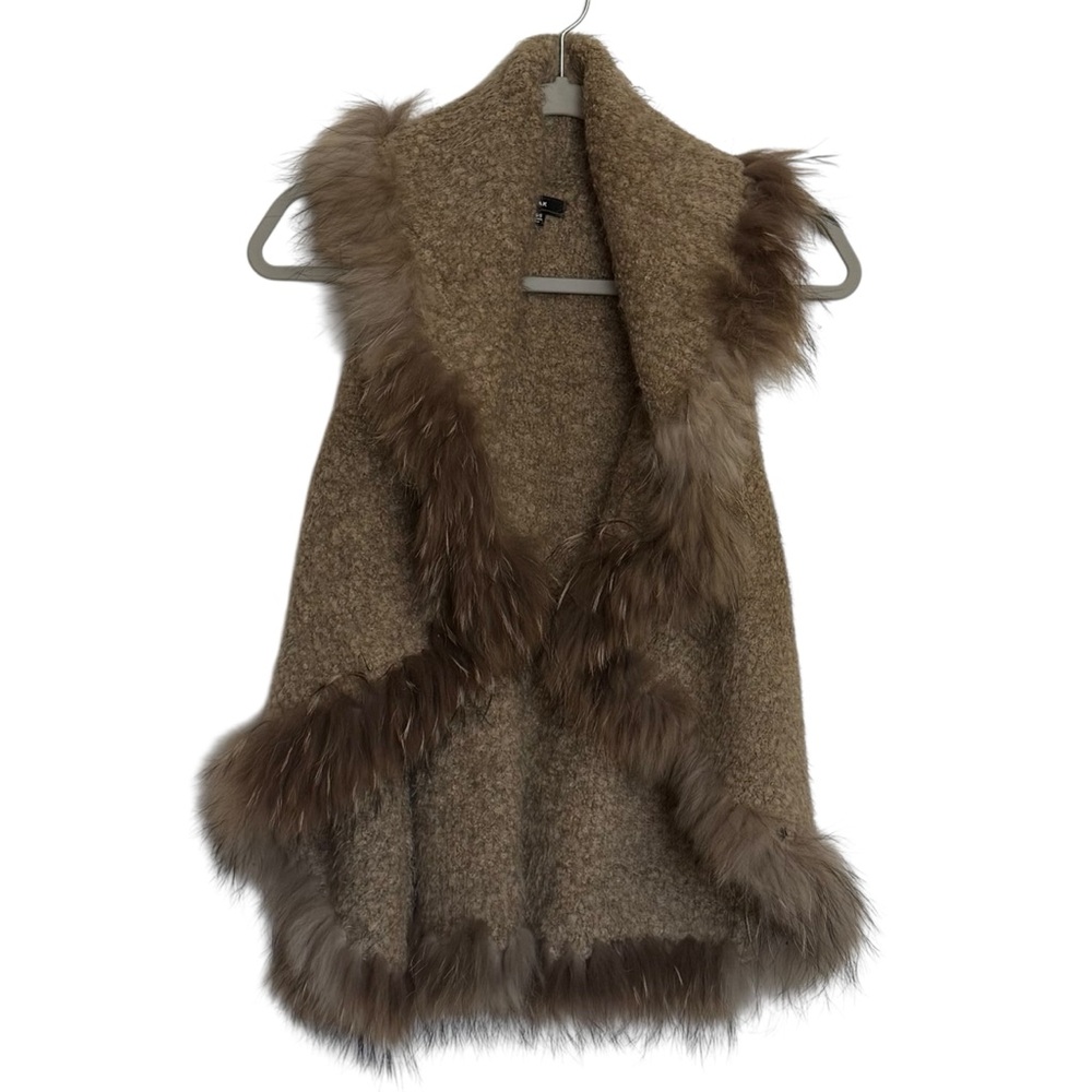RUDSAK Wool Blend Genuine Raccoon Fur Knit Sweater Vest Size XS/S